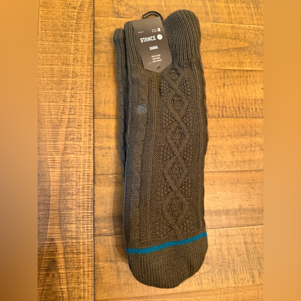 Stance Casual Crew Acrylic Blend Slipper Socks Medium Forest Green Womens / mens